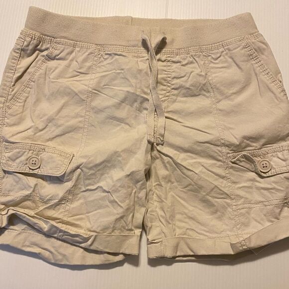 Arizona tan khaki pull on long cargo Bermuda shorts cotton stretch blend girl 14 - Picture 1 of 5